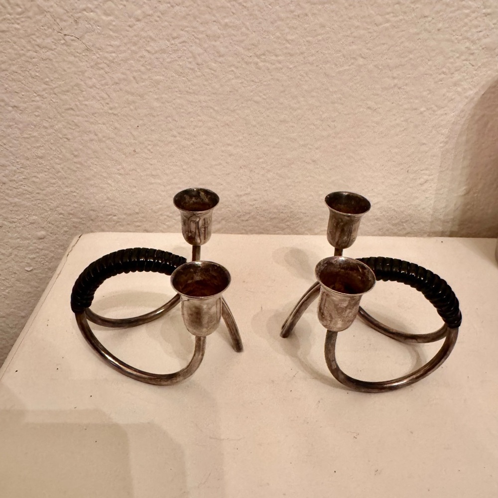CANDLE HOLDERS Danish Modern Made in Denmark Carl Christiansen Silver Plated